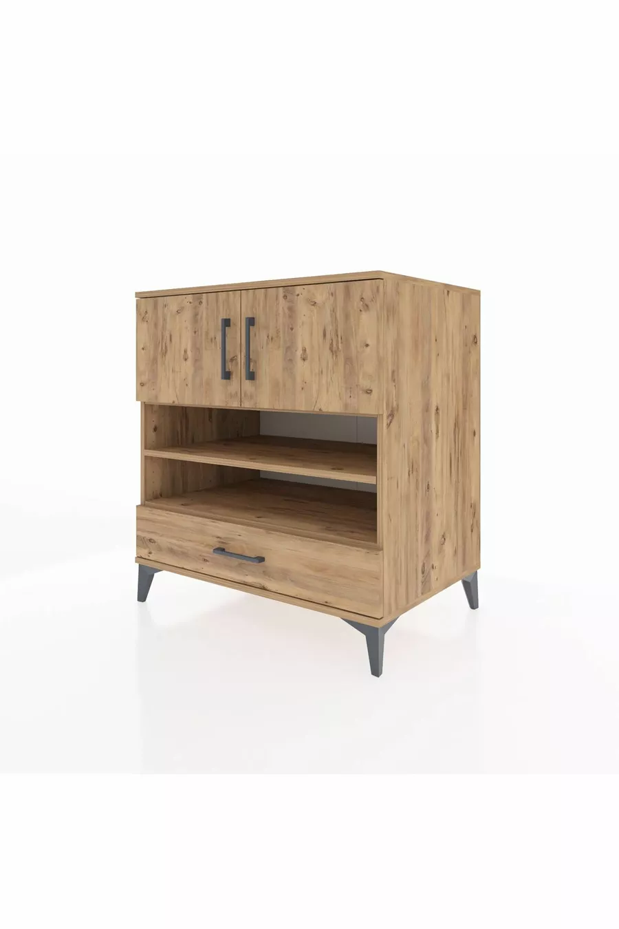 Kronos Dresser 4-Shelf Single Drawer 2-Door Pine-Pine