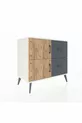 Commode Hyperion à une étagère, 2 tiroirs, 2 portes, Pierre de Lune-Pin/Anthracite