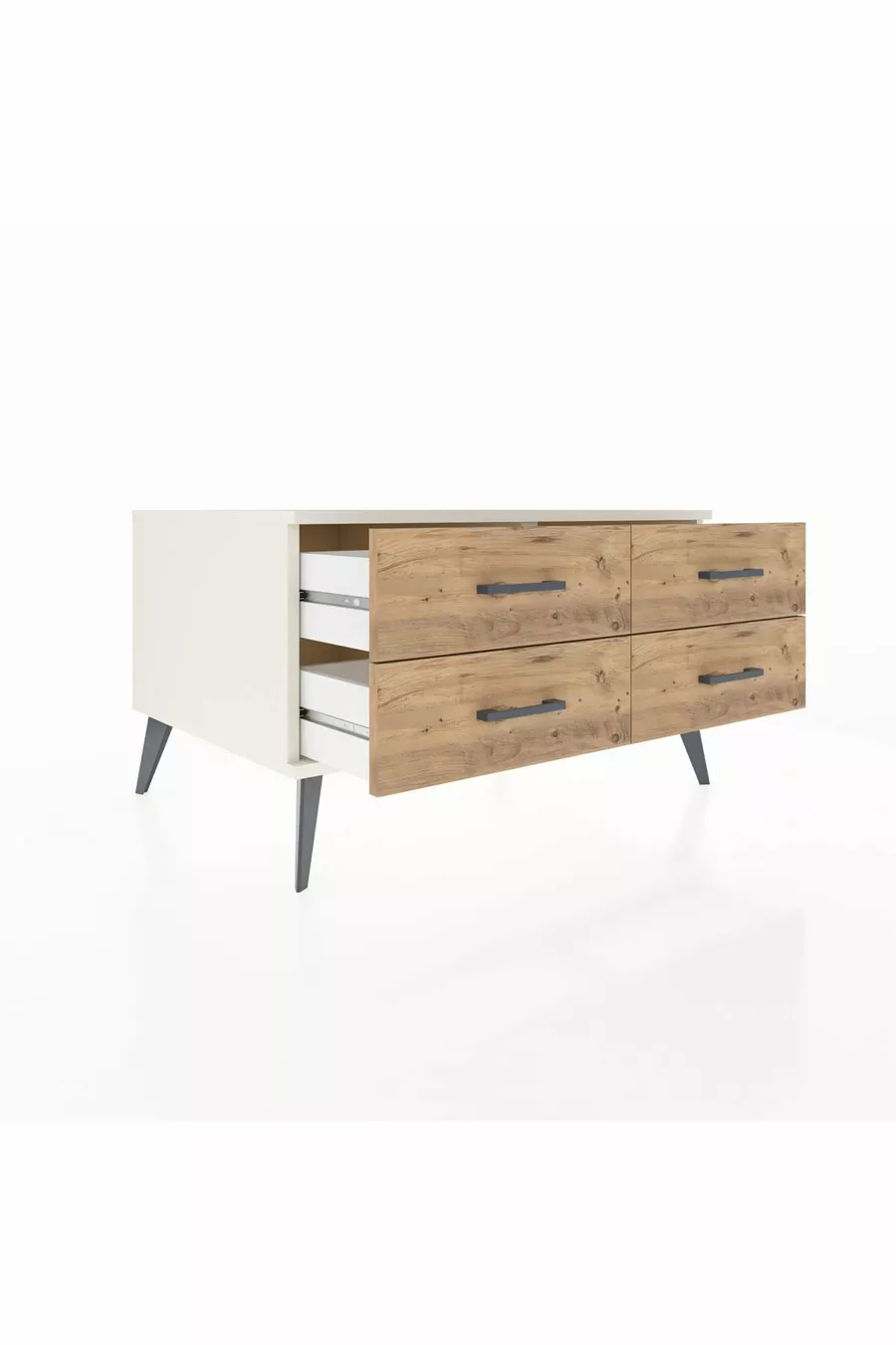 Kronos Dresser 4-Shelf Moonstone-Moonstone/Pine