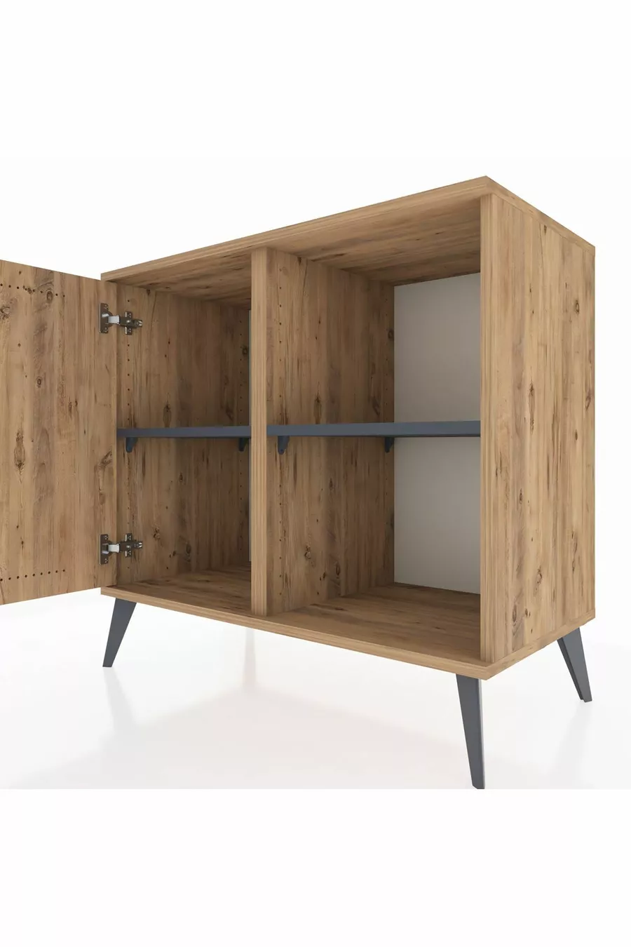 Commode Hyperion avec 2 étagères et une porte en pin-pin/anthracite