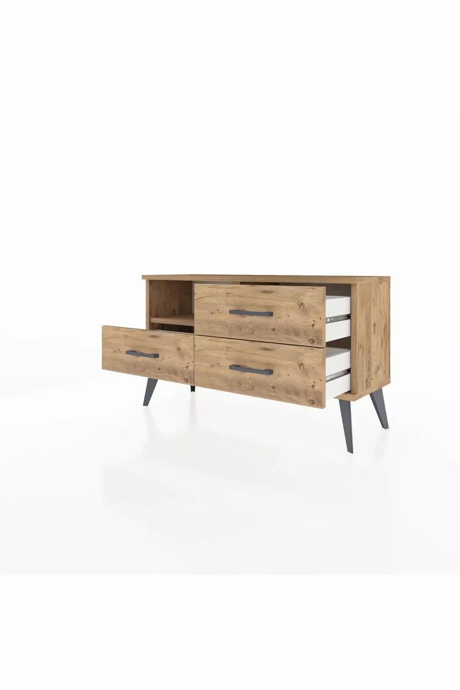 Commode Arges à un seul étagère et 3 tiroirs en pin