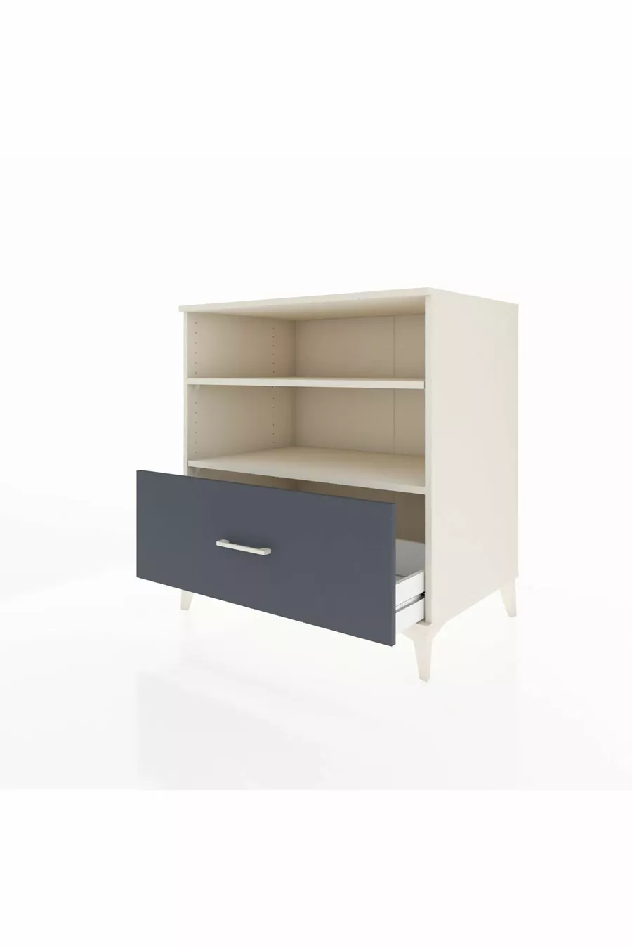 Commode Kronos avec 2 étagères et 1 tiroir Mésolithique-Anthracite