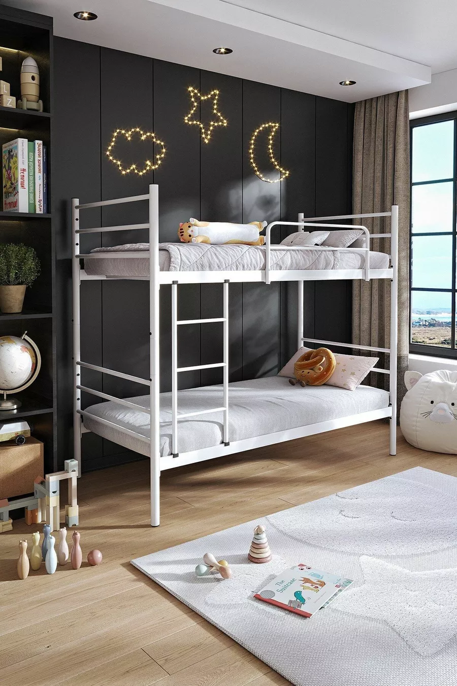Lit superposé Trend compatible avec matelas, métal blanc séparables