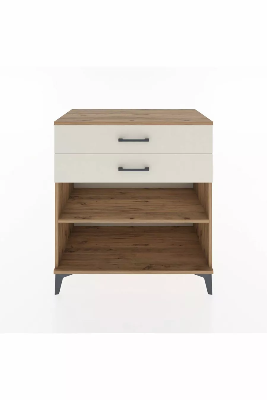 Commode Hyperion à un seul étagère et 2 tiroirs en pin-onyx