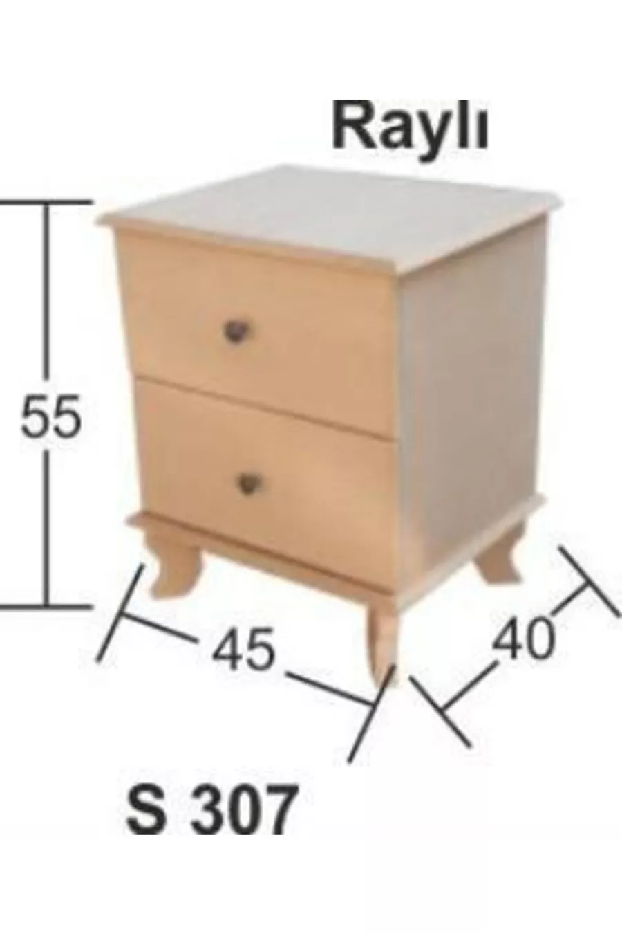 Table de chevet à rails en bois cm