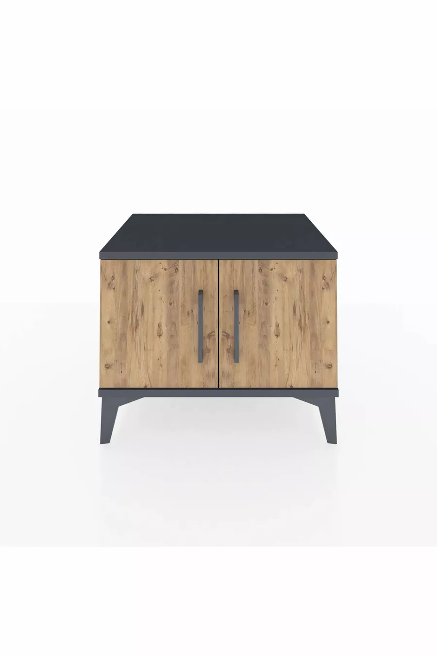 Table de chevet Hyperion à une étagère et deux portes Anthracite-Pin