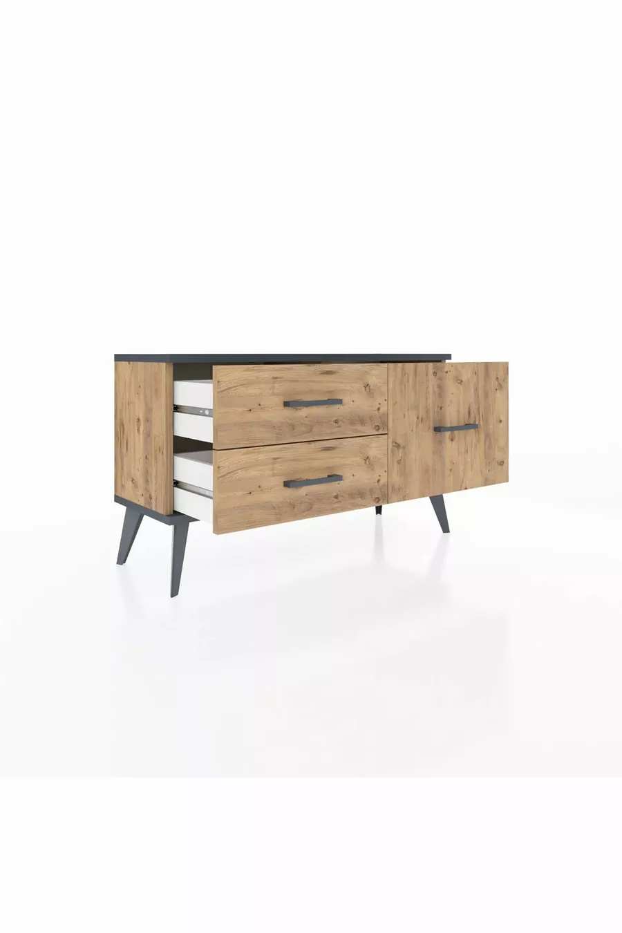 Commode Arges 3 étagères Pin-Anthracite/Pin