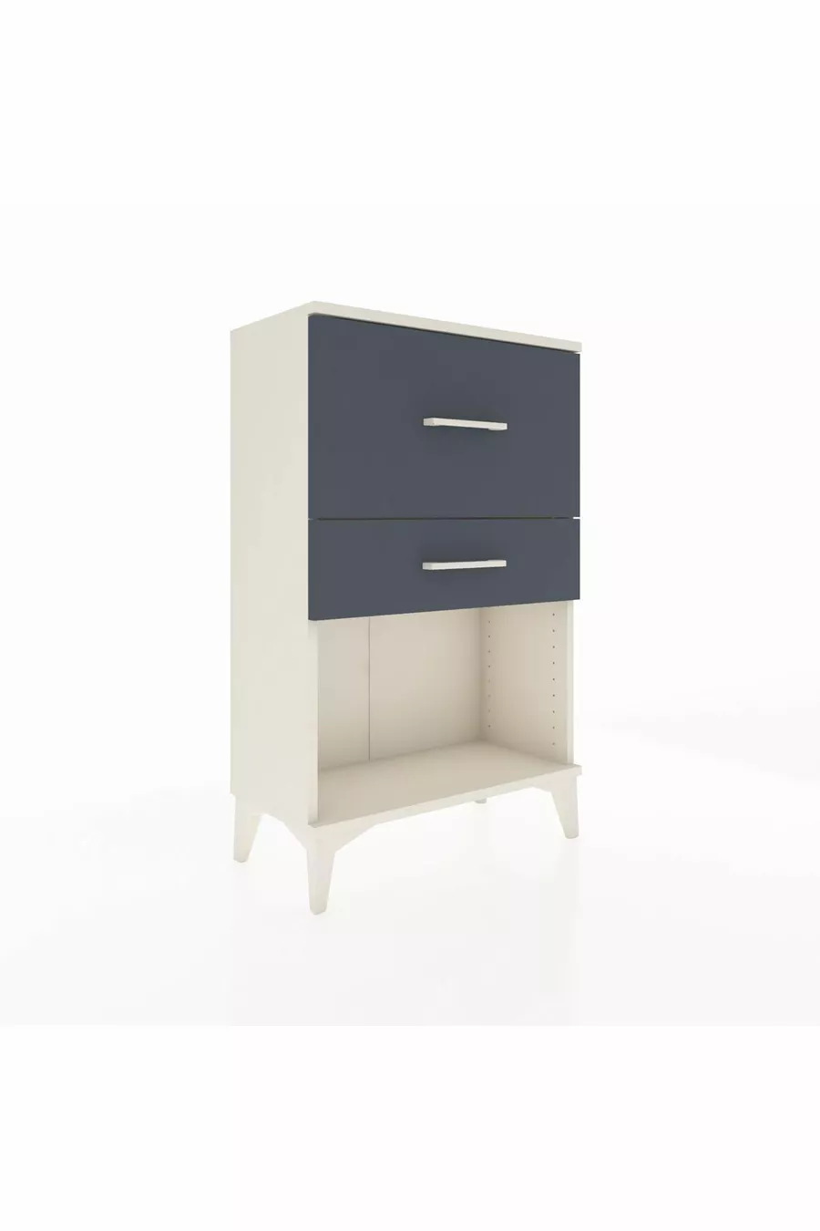 Comodino Arges a 2 Cassetti Azzurro-Antracite