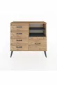 Commode Arges 2 étagères 5 tiroirs Pin-Anthracite/Pin