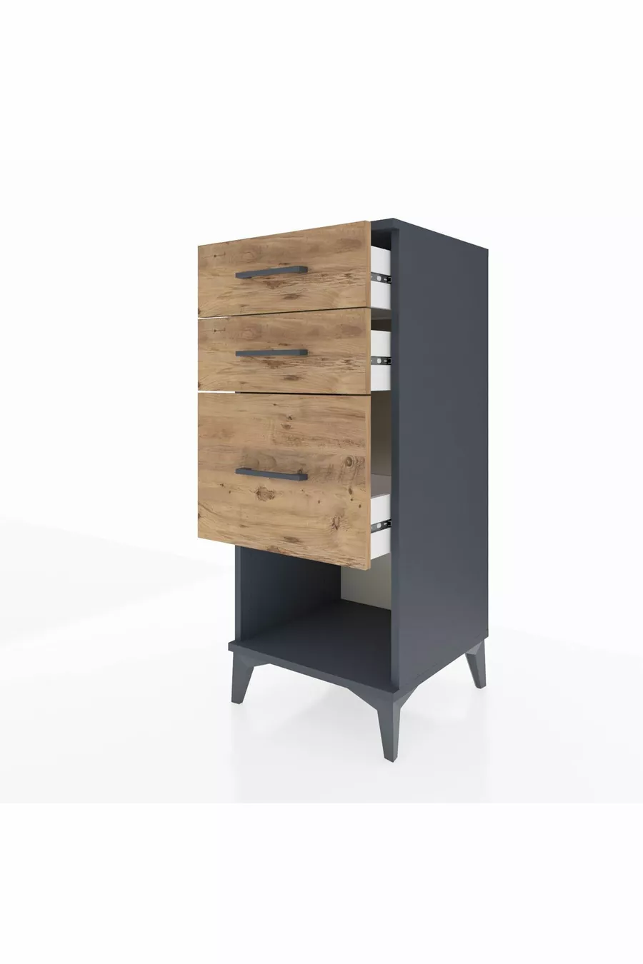 Chevet Hyperion 3 tiroirs Anthracite-Pin