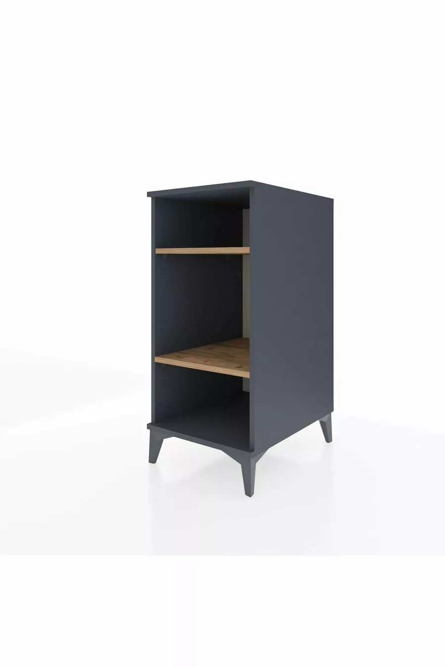 Kronos Nightstand 2-Shelf Anthracite-Pine