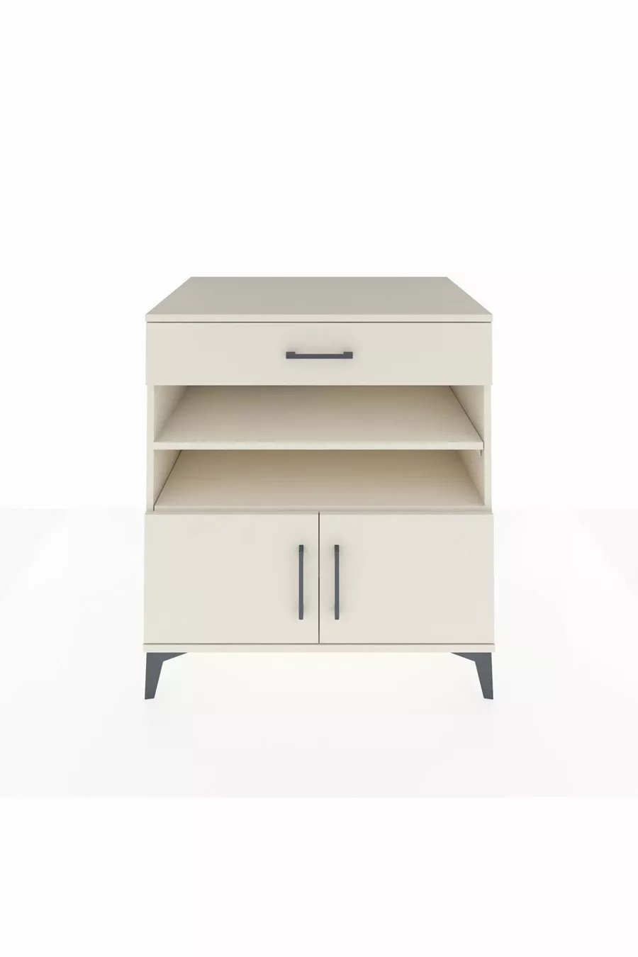 Commode Kronos avec 3 étagères, 1 tiroir et 2 portes, Pierre de Lune-Pier de Lune
