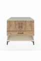 Commode Kronos avec 2 étagères, 1 tiroir et 2 portes, Pierre de Lune-Sapin