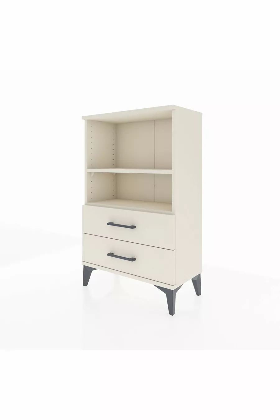 Table de chevet Arges avec 2 étagères et 2 tiroirs, couleur quartz