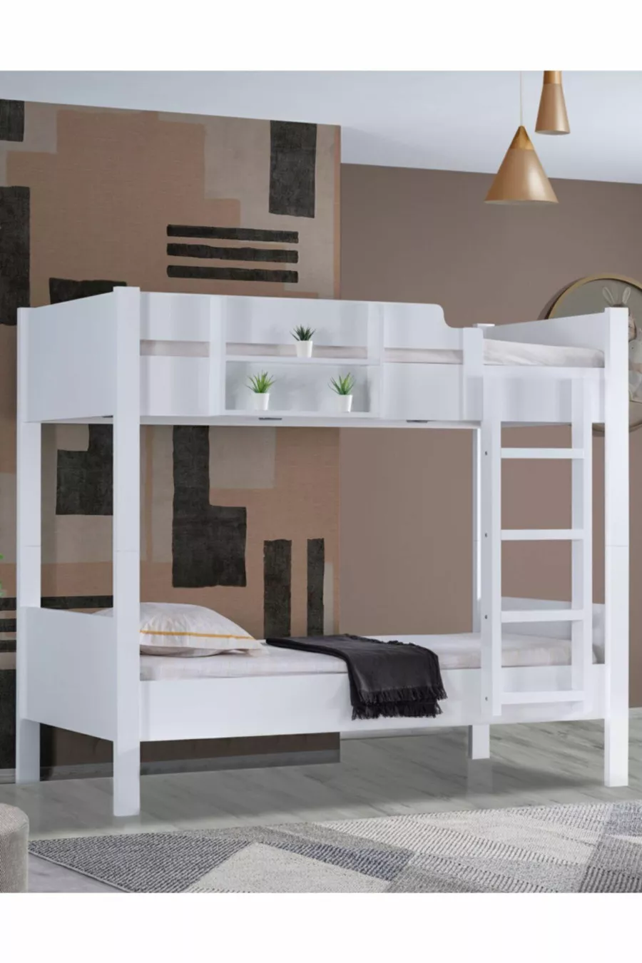 Lits superposés, Lit superposé escamotable Asya, Lit superposé double blanc - Cm
