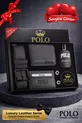 Coffret Cadeau Luxueux Original Homme 5 pièces Série Luxe Ceinture en Cuir Portefeuille Porte-cartes Boutons de Manchette Ensemble de Parfum