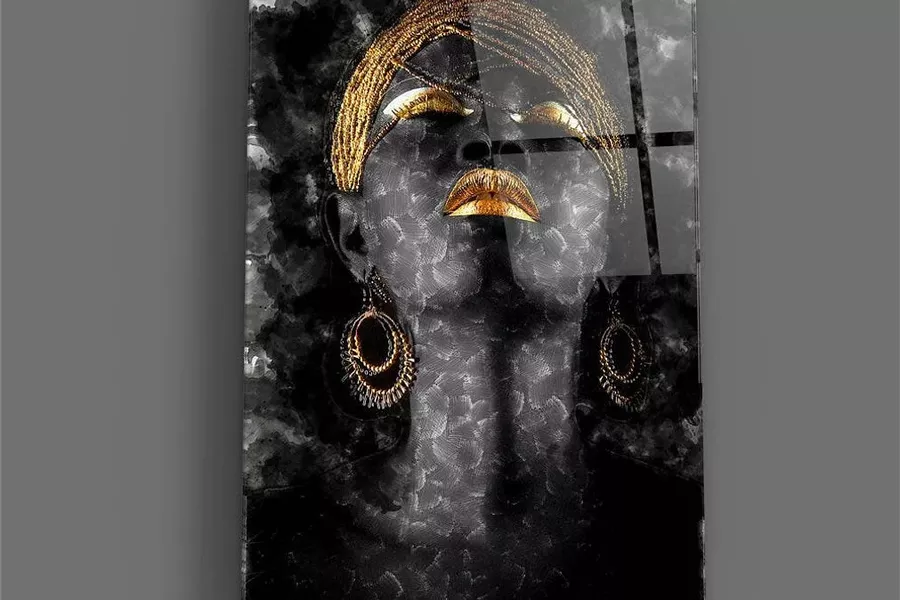 Peinture sur verre femme africaine