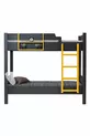 Lit superposé, lit superposé double détachable Asya, anthracite-jaune avec 2 matelas confort