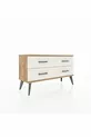 Commode Arges 4 étagères Pin-Pin/Pierre d'ardoise