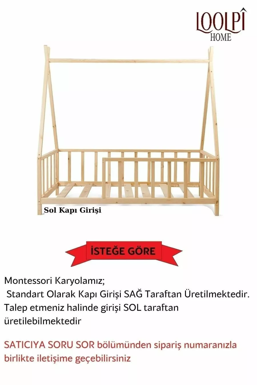 Lettino Montessori per Bambini e Neonati Unisex in Legno Naturale