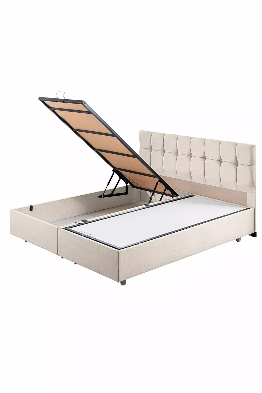 Berlin Double Bed Base and Headboard Set, Cream