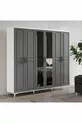 Ensemble de chambre à coucher complet en MDF Sport avec 6 portes, anthracite-blanc, incluant le sommier