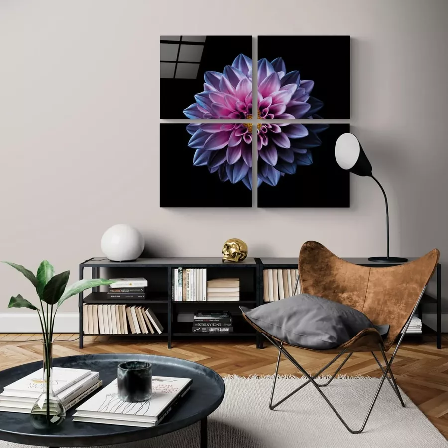 Peinture sur verre Quadro de fleurs violettes