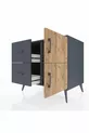 Kronos Comodino con un Ripiano, 2 Cassetti e 2 Ante, Antracite-Pino/Antracite