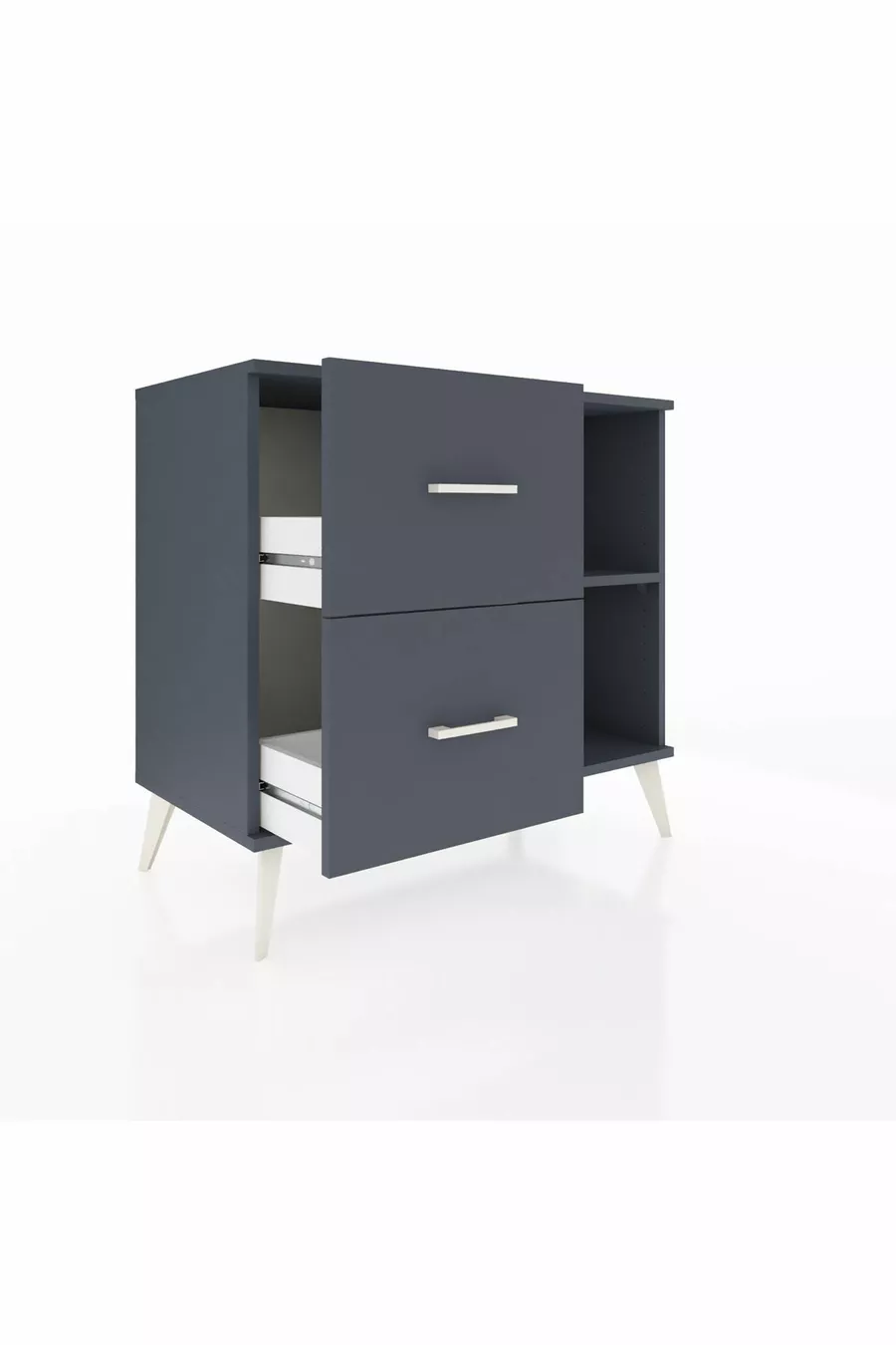 Commode Hyperion à une étagère et 2 tiroirs Anthracite-Anthracite