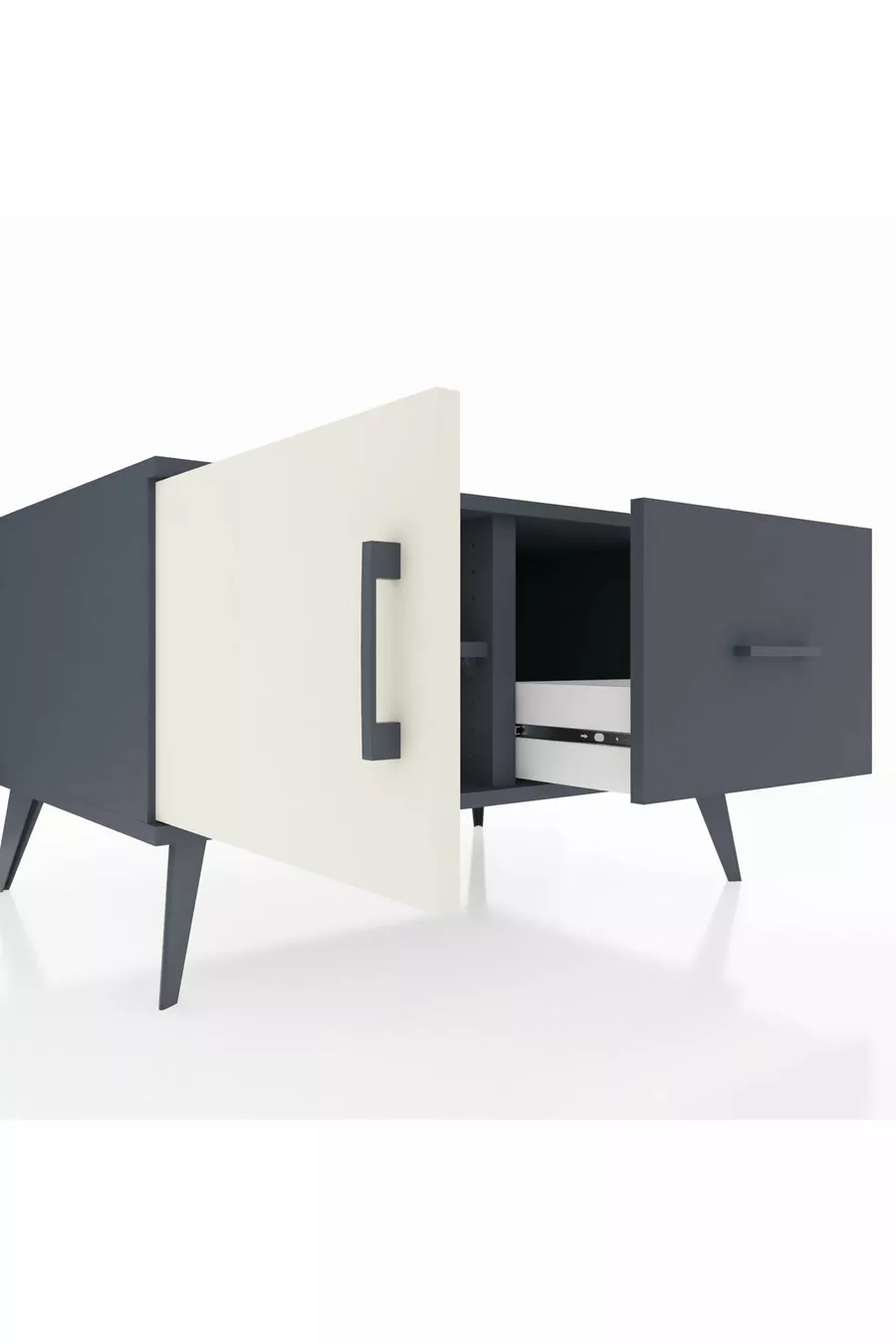 Comò Kronos con un ripiano, un cassetto e una porta, Antracite-Ghiaia/Antracite