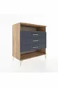 Commode Hyperion à un seul étagère et 3 tiroirs Pin-Anthracite