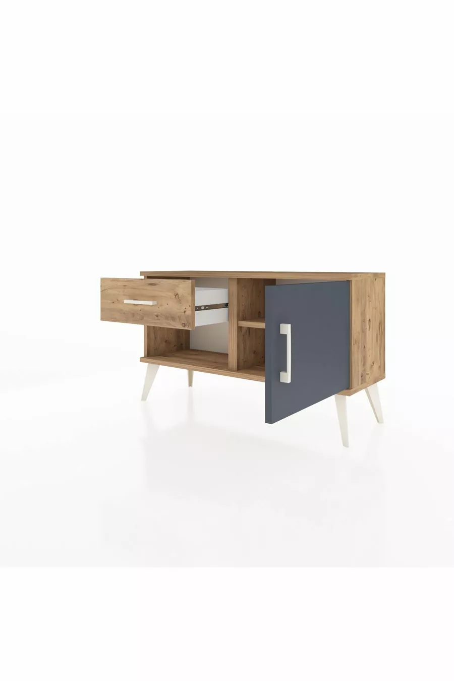 Arges Dressoir Met Eén Plank, Eén Lade En Eén Deur, Den/Merbau-Antraciet