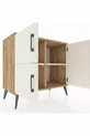 Commode Hyperion 2 étagères 3 portes Pin-Gris Ancien