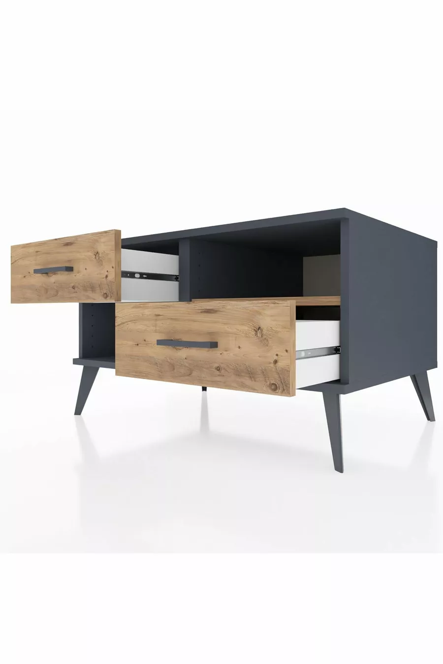 Kronos Kommode mit einem Regal und 2 Schubladen Anthrazit-Kiefer