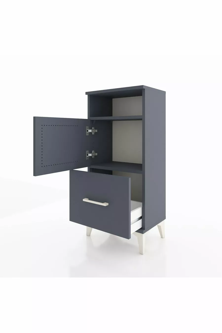 Arges Cabinet with 2 Shelves, 1 Drawer, 2 Doors, Anthracite-Anthracite