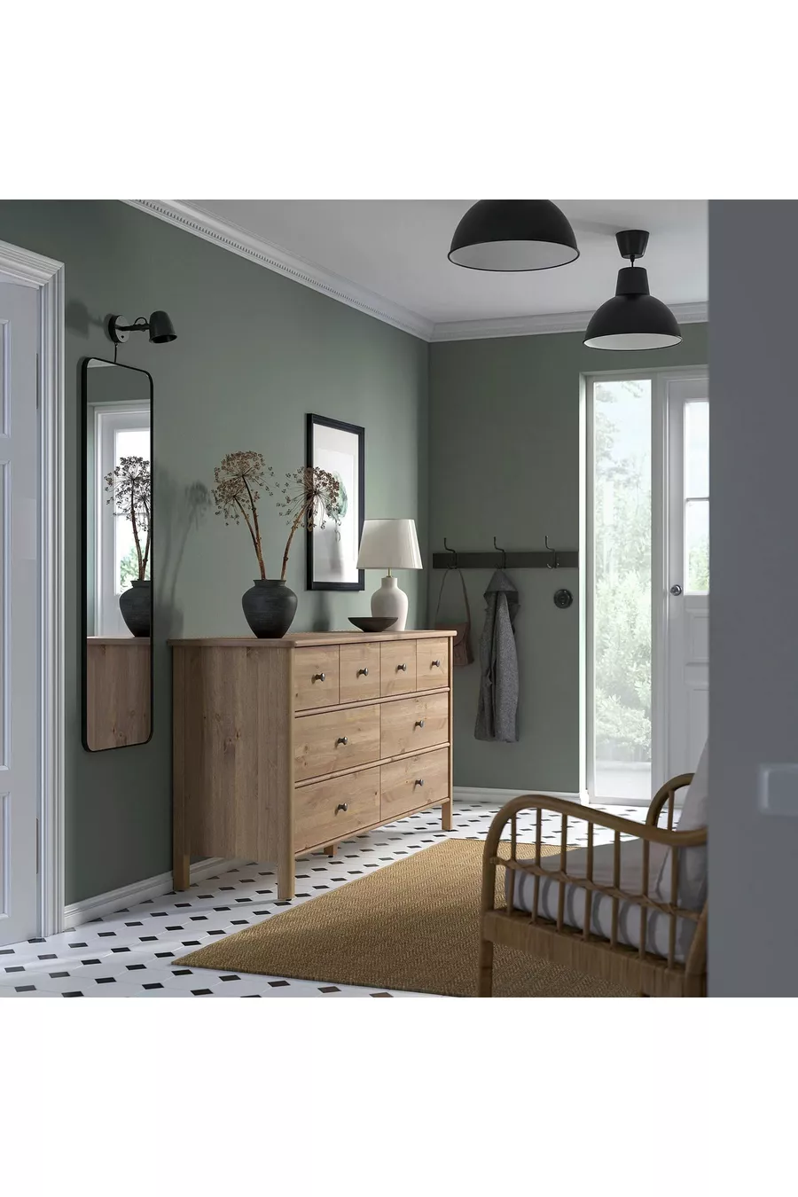 Commode à 8 tiroirs, gris-brun, cm