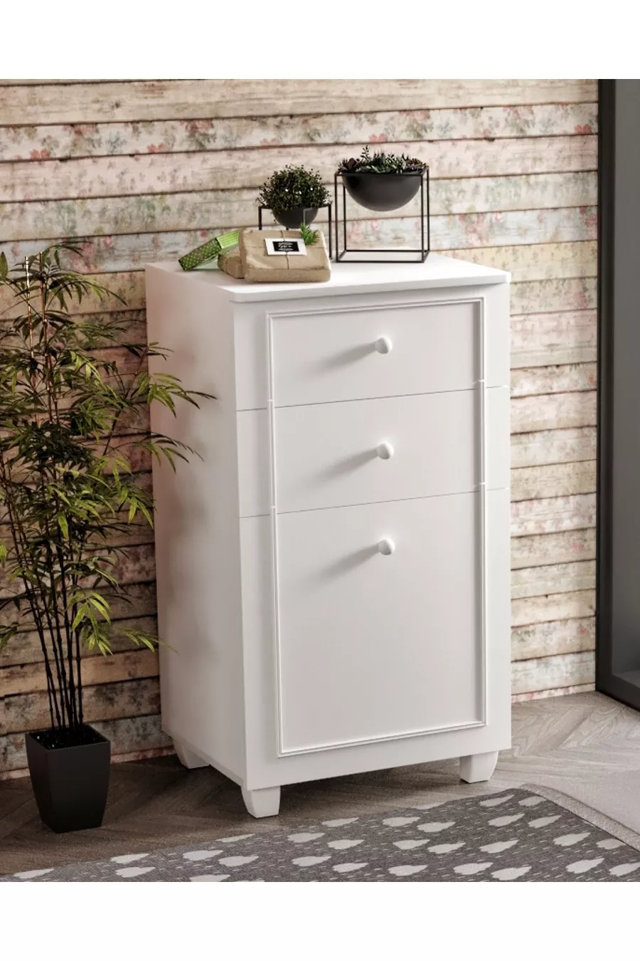 Commode blanche Tokyo à 3 tiroirs