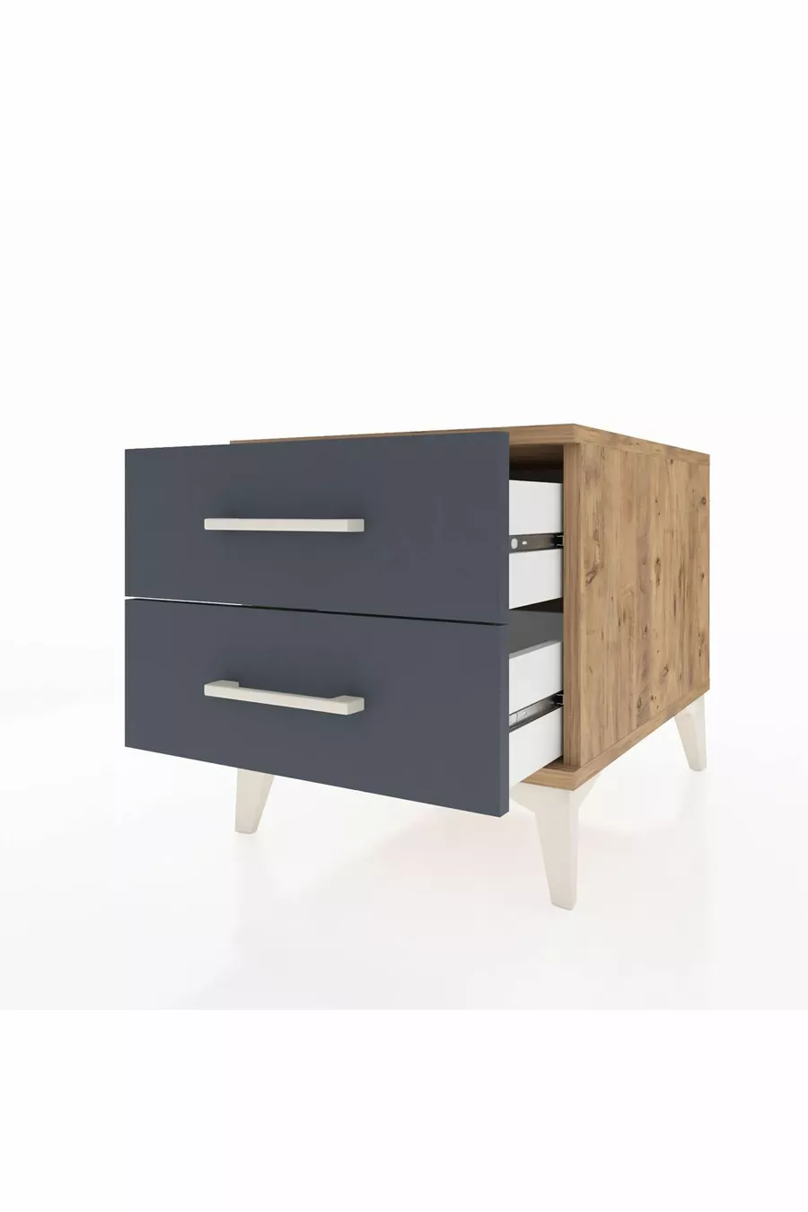Kronos Nightstand 2-Drawer Pine-Anthracite