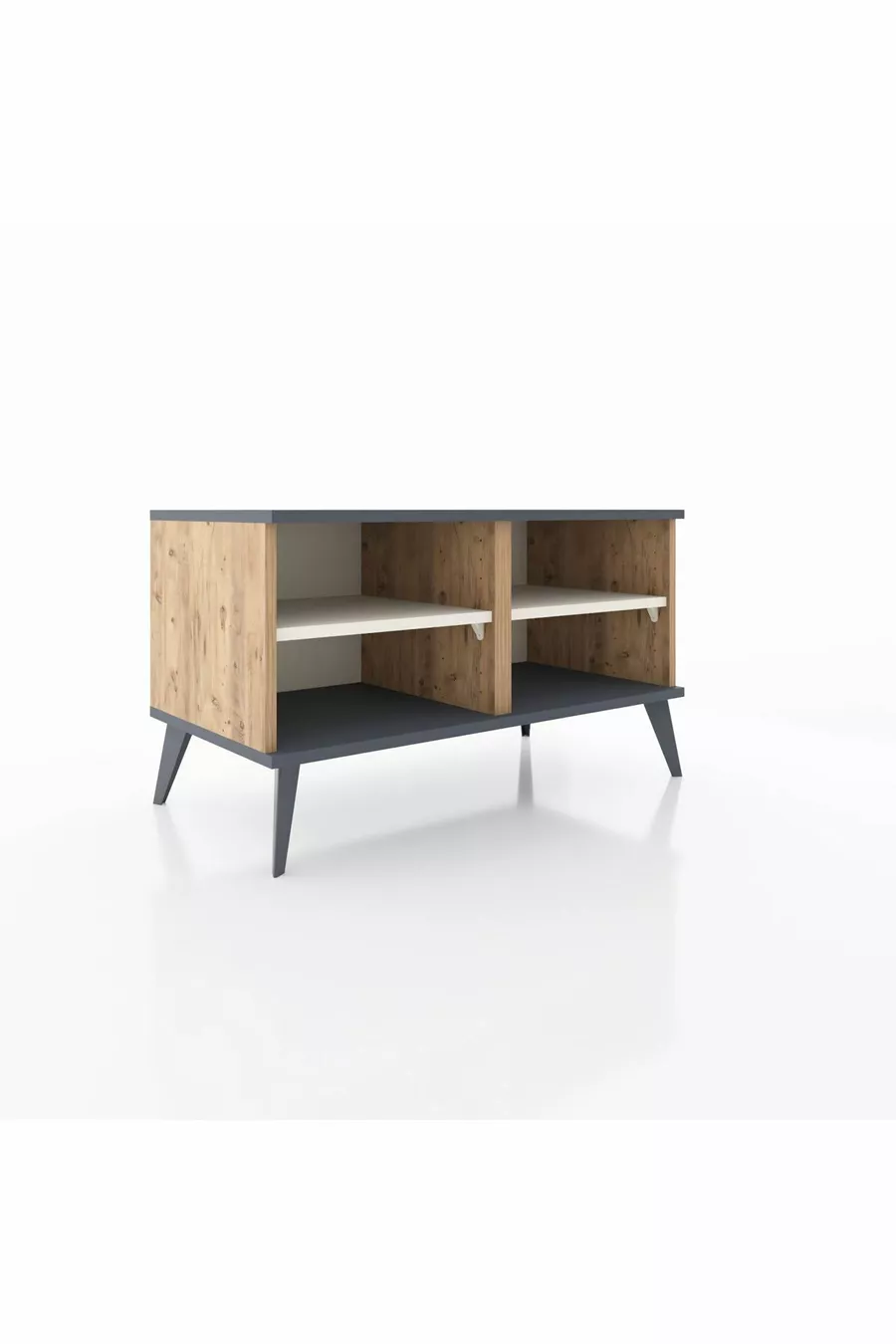 Commode Hyperion 2 étagères Pin-Anthracite/Gris Pierre