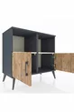 Commode Hyperion 2 étagères 2 portes Anthracite-Pin/Pierre de lune