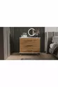 Commode à trois tiroirs (BLANC BRILLANT + BOIS FONCÉ)