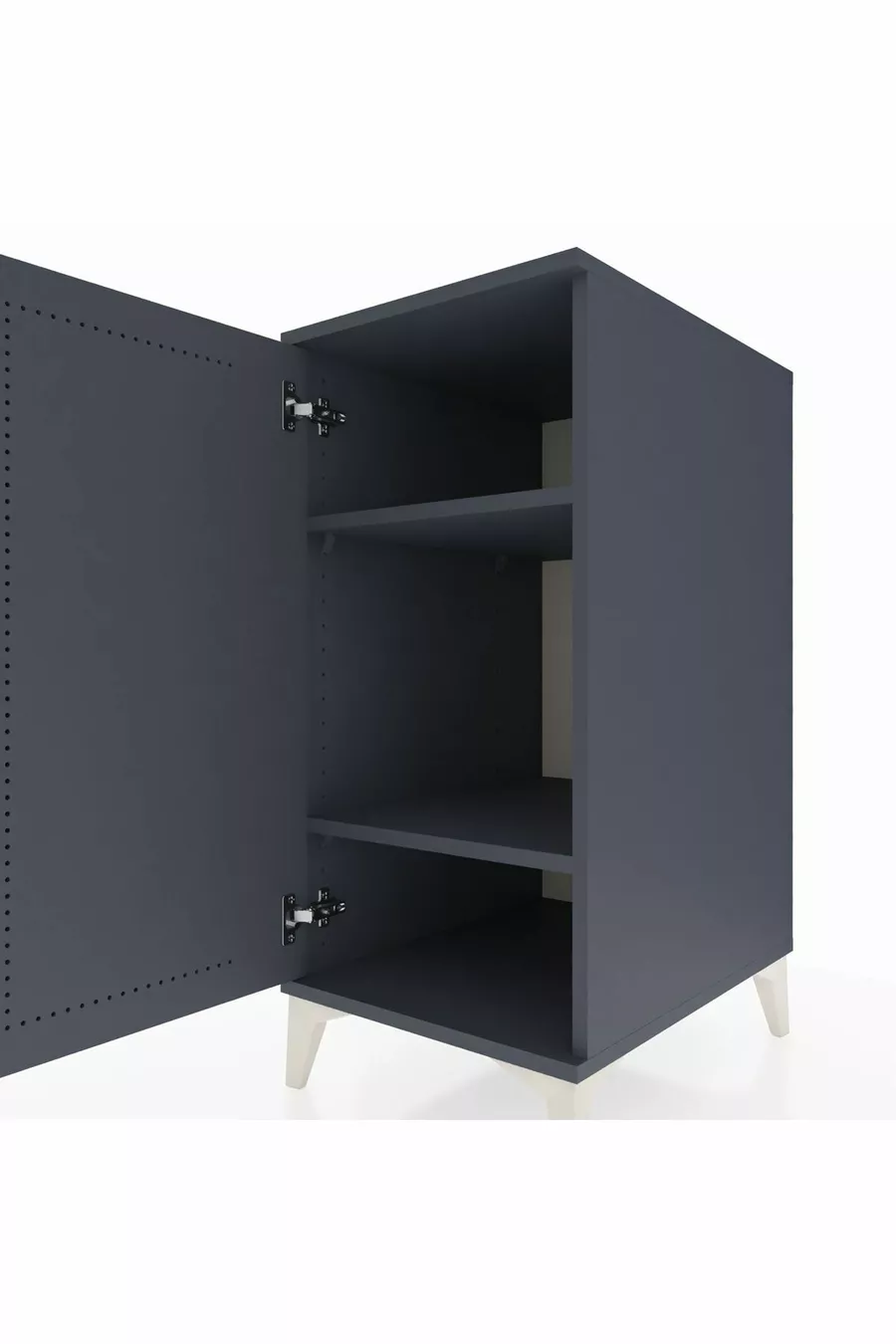 Table de chevet Kronos avec 2 étagères et 1 porte Anthracite-Anthracite