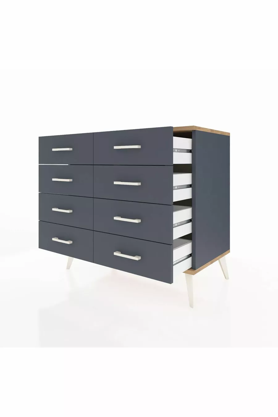 Commode Hyperion 8 tiroirs Anthracite-Cèdre/Anthracite