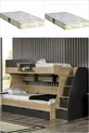 Lit superposé Ranza, lit superposé Truva avec tiroirs, 2 matelas Comfort