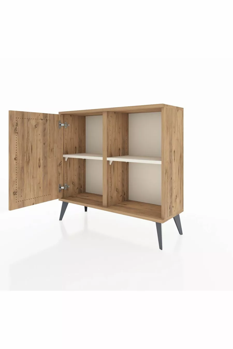 Commode Arges à 2 étagères avec une porte en pin-pin / pierre de lune
