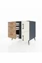 Commode Kronos à une étagère, 3 tiroirs, 2 portes, anthracite-pierre grise/pin