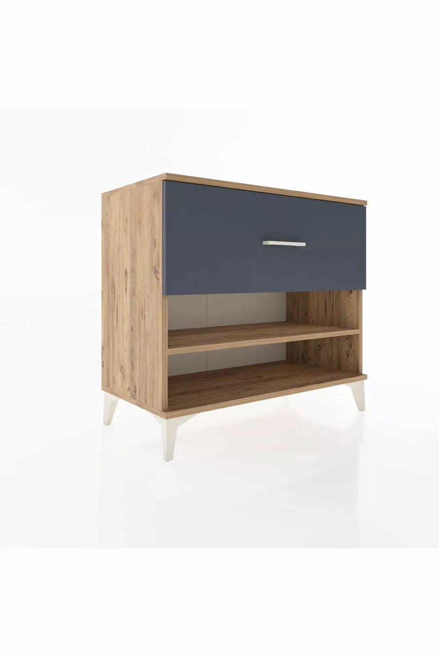 Commode Hyperion à une étagère et un tiroir, pin-anthracite