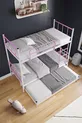 Letto a castello Tekno con cassetti, compatibile per 3 persone, colore rosa chiaro, in metallo