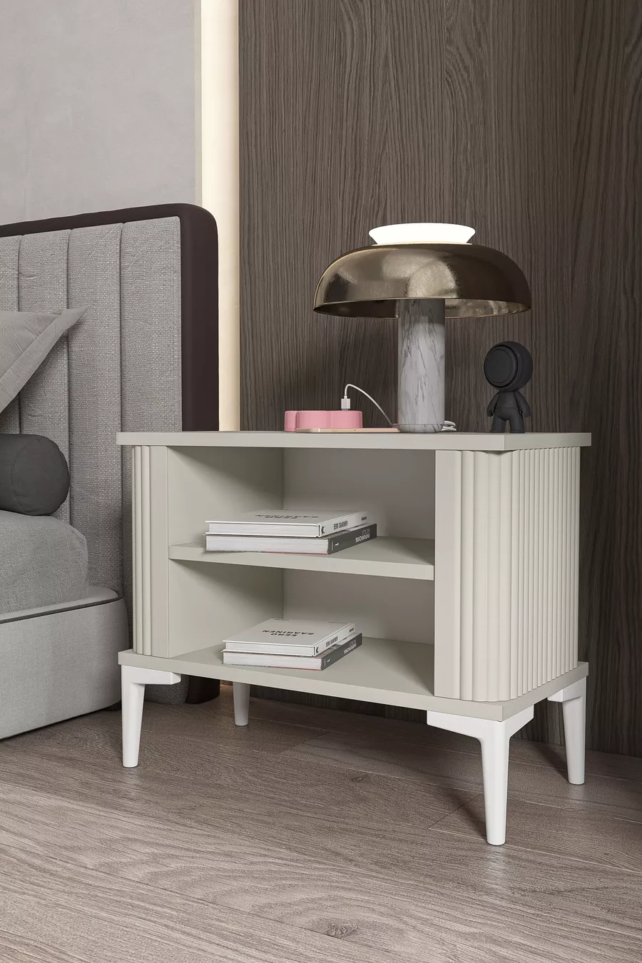 Table de chevet LİSA avec étagères - Commode - Table d'appoint - Organisateur