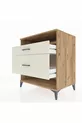 Commode Kronos à une étagère et 2 tiroirs en pin et pierre de lave